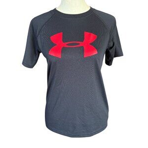 Under Armour loose heatgear black short sleeve crewneck stretchy t-shirt YMD